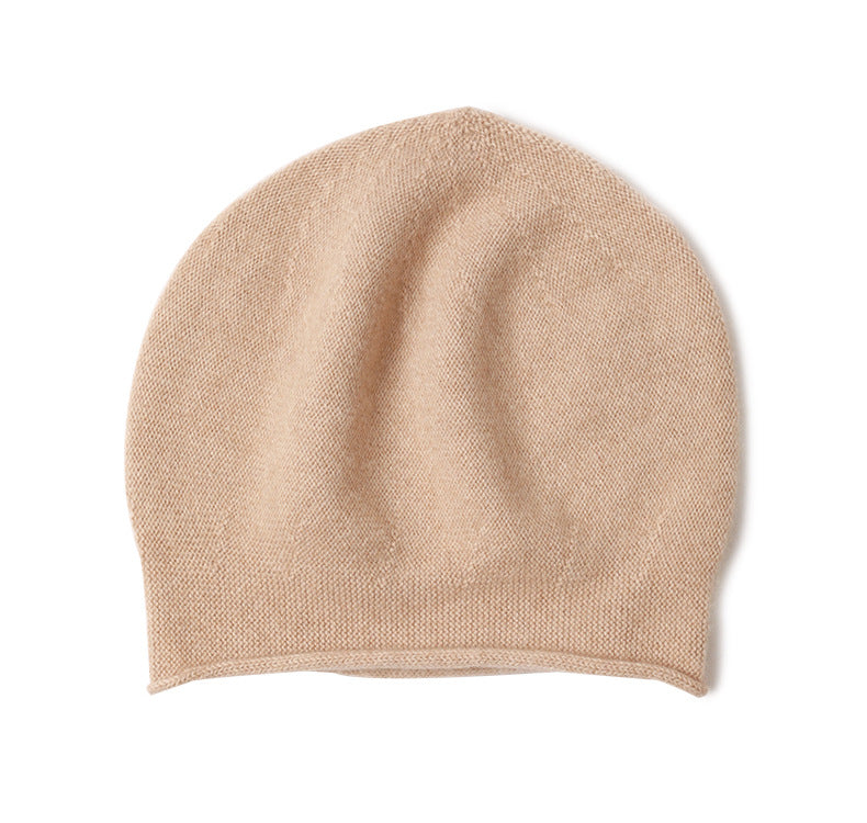Women's cashmere knit beanie with short curled brim, photo 8