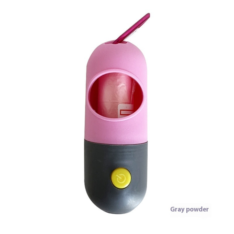 Pink LED poop bag dispenser with carabiner