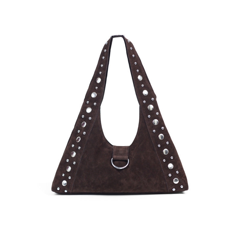 Women's Corduroy Studded Magnetic Clasp Underarm Bag