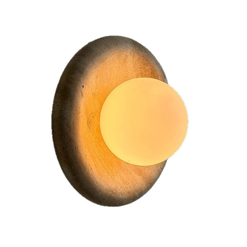Wabi-sabi Style Minimalist Yellow Travertine Bedside Wall Lamp