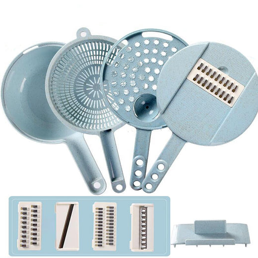 Mandoline slicer slicing potatoes