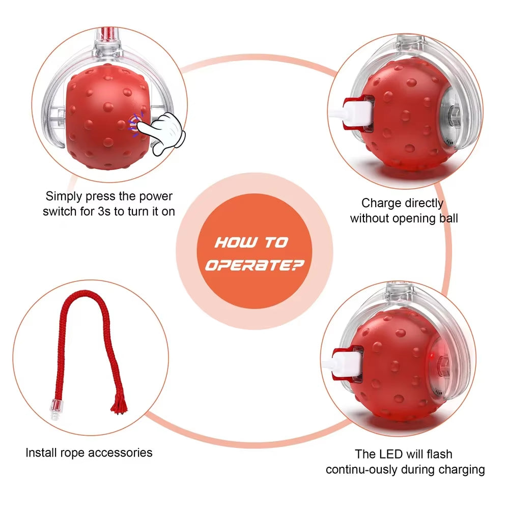 Interactive Cat Toy Ball USB Rechargeable Motion Activated Automatic Ball Waving Tail with Bird Chirp Sound for Indoor Cats