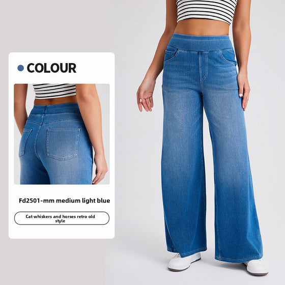 Women's high-waist wide-leg denim pants, photo 6