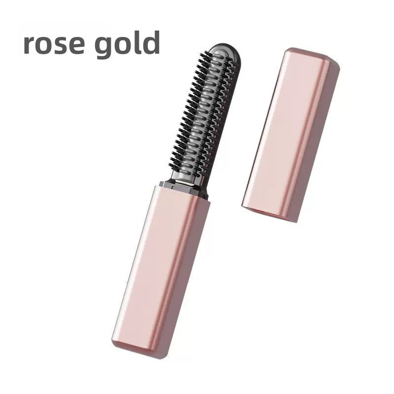 Mini Wireless Portable Hair Straightener Comb with Titanium Tourmaline Coating for Travel and Daily Styling