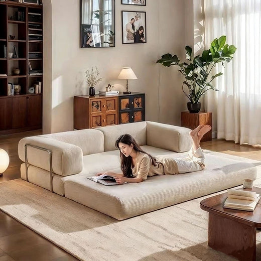 Foldable Corduroy Sofa Bed with Modular Design Decor product image 1