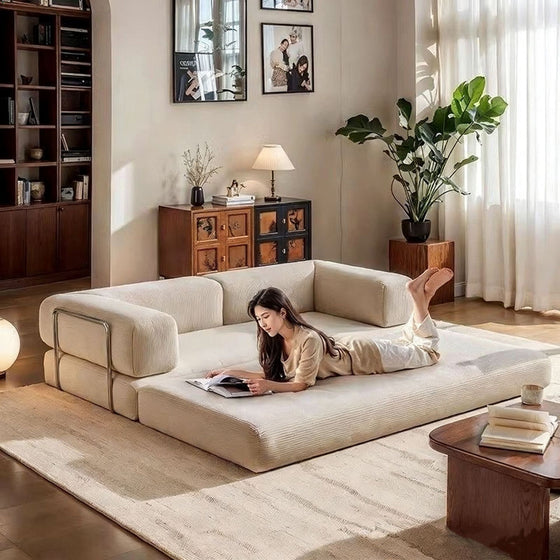 Foldable Corduroy Sofa Bed with Modular Design Decor product image 1