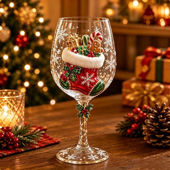 Christmas Glass Art Cup Art Glass Goblet product image 3