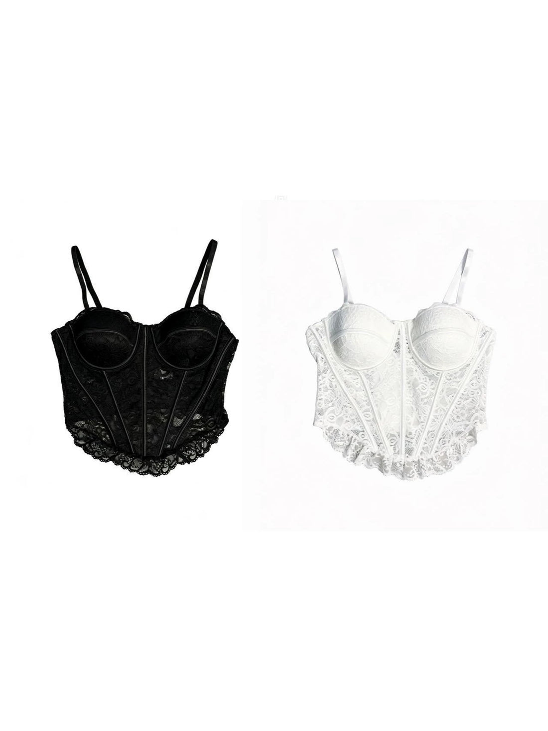 Women's slim-fit lace top with double-layer fishbone straps, photo 1