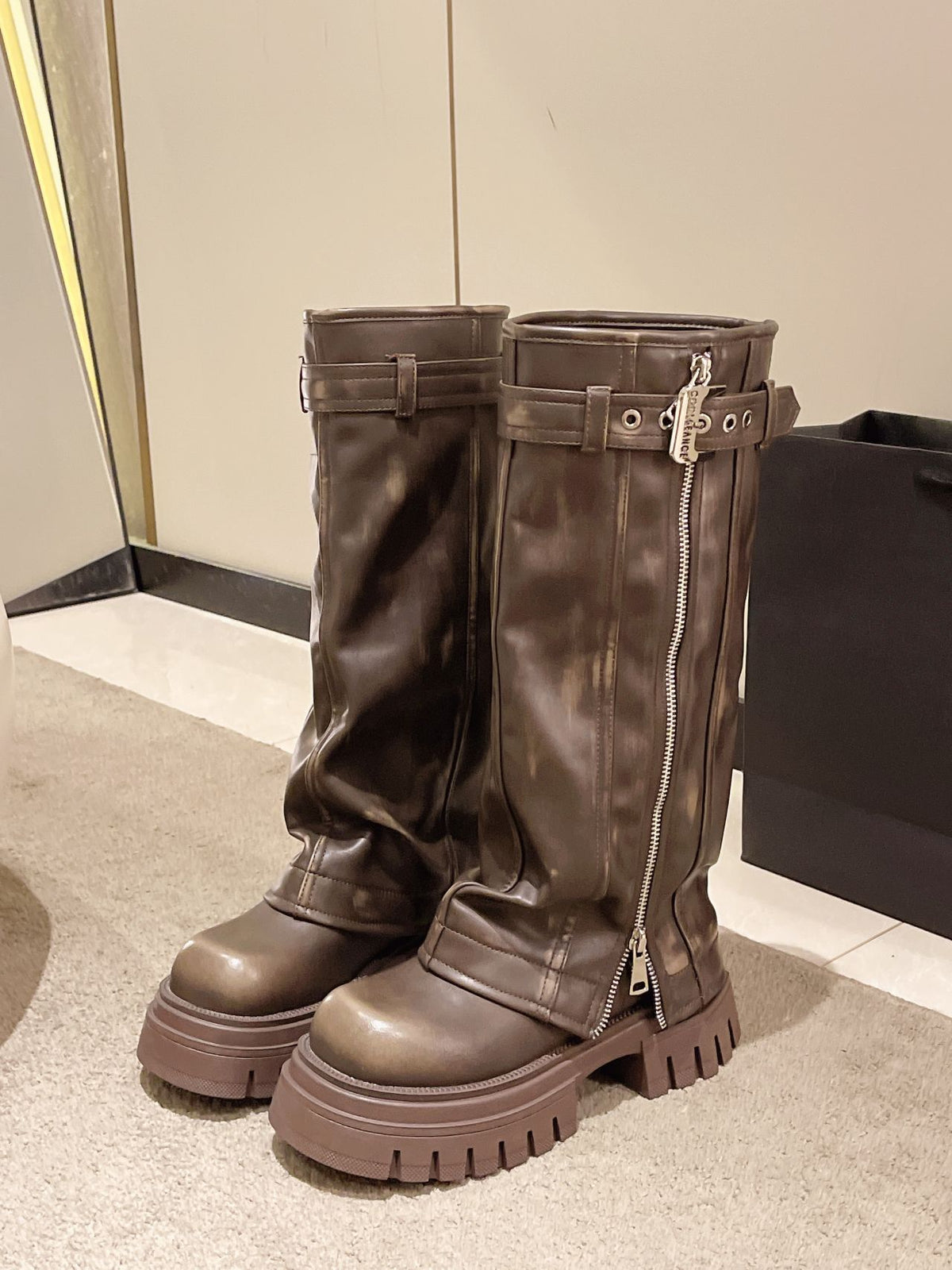 Fleece Lined Retro Riding Boots