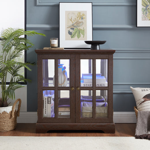LED Curio Display Cabinet with Adjustable Shelves Retro