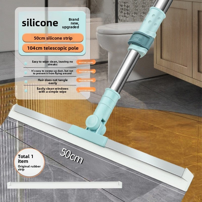 Household floor scraping and water sweeping broom