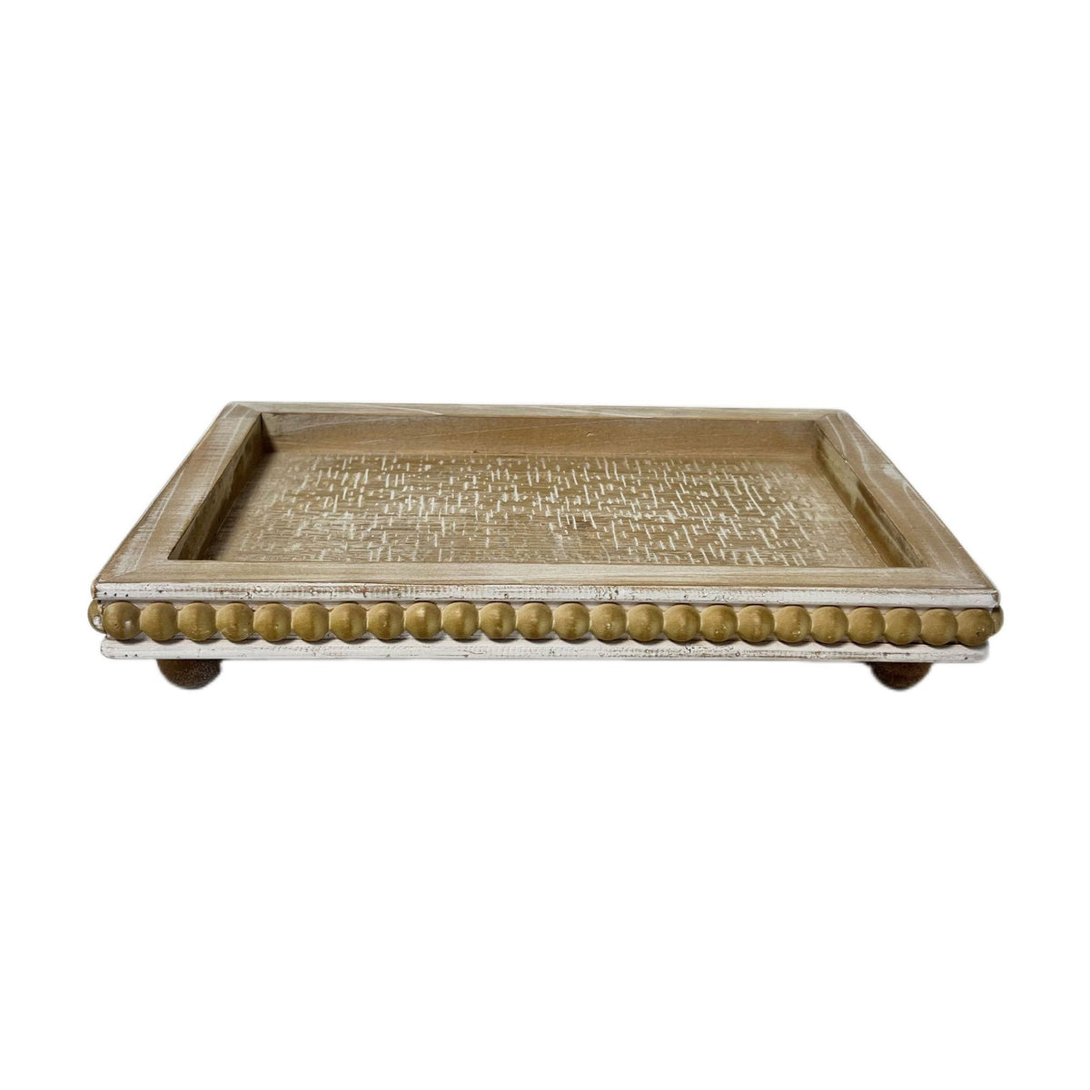 Vintage Wooden Beaded Serving Tray