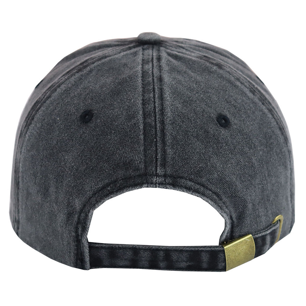 Black vintage washed dad cap, back view