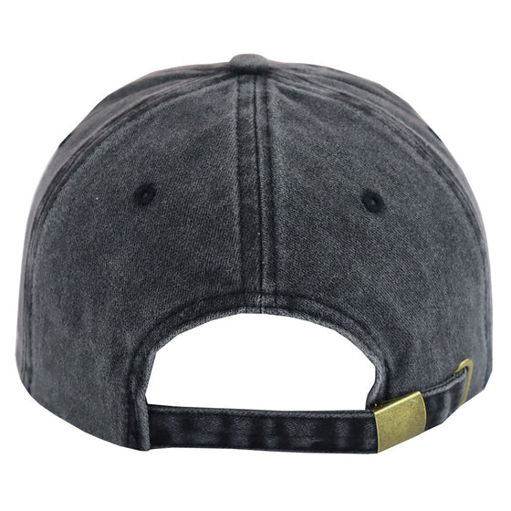 Black vintage washed dad cap, back view