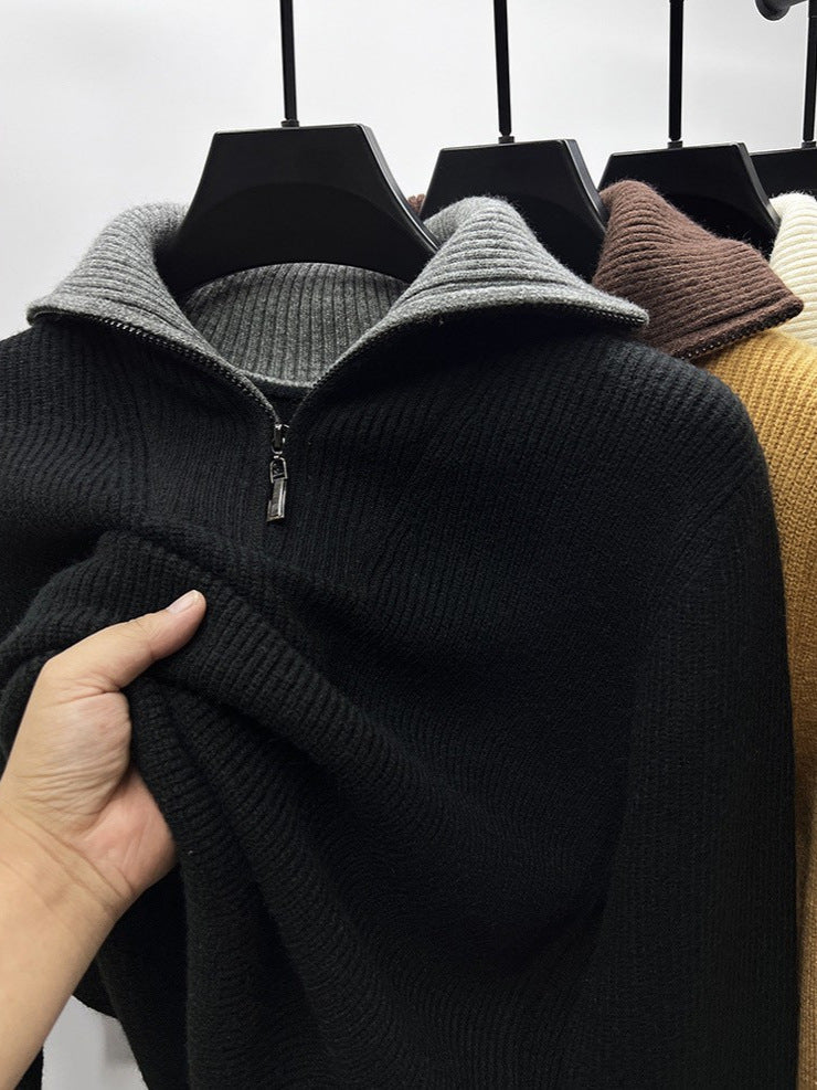 High-end zipper sweater coat men's winter reversible turtleneck sweater men's thickened bottoming shirt trendy men's sweater