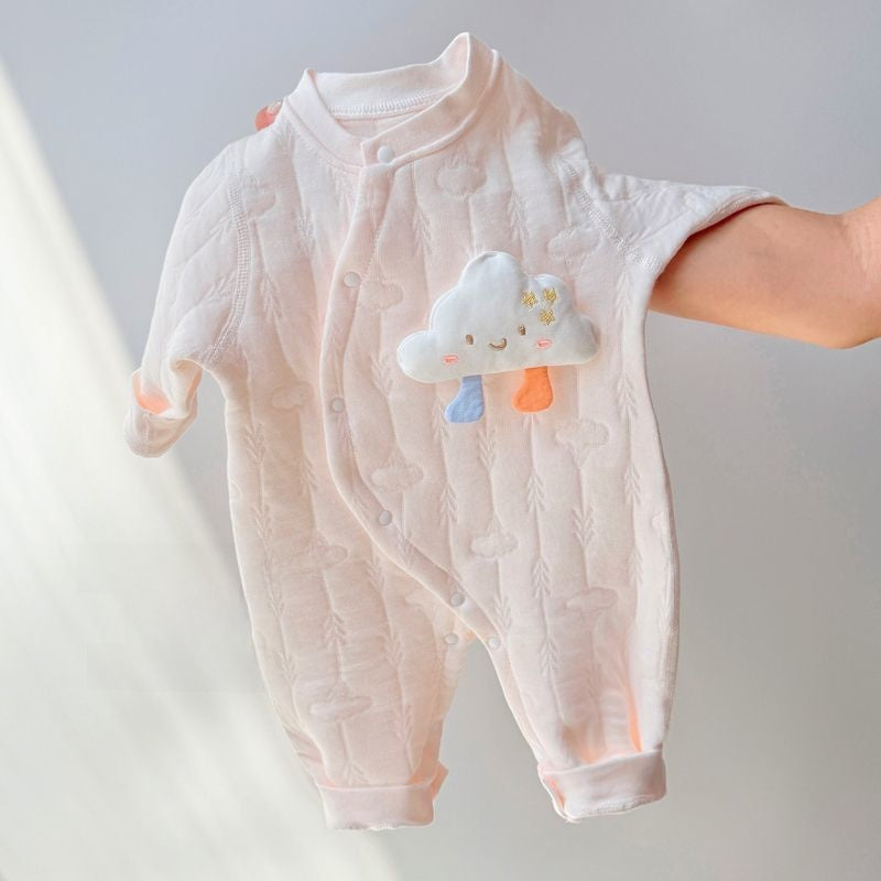Cotton Quilted Baby Jumpsuit for Autumn and Winter
