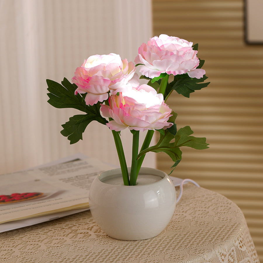 Ceramic Plug-In Artificial Flower Night Light