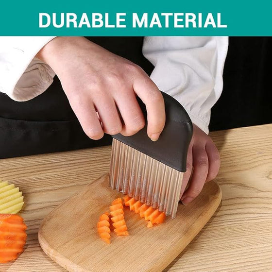 Crinkle cutter slicing carrots
