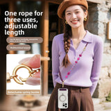 Furry Beaded Phone Strap Long Crossbody Neck Anti-Loss Chain