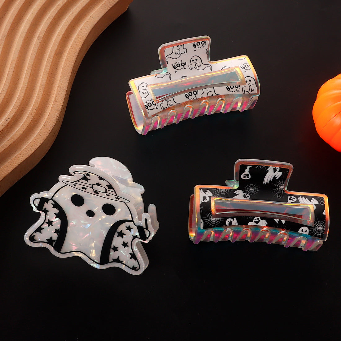 Halloween Pumpkin Ghost Hair Clip