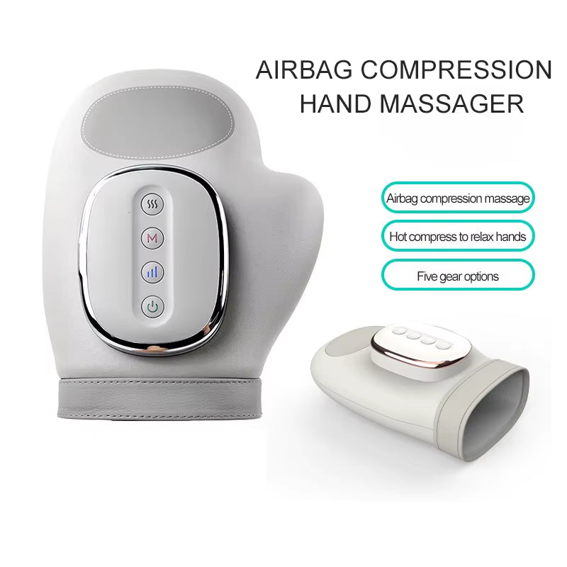 Hand Massager with Heat Compression Carpal Tunnel Wrist Finger Massagers Kneading Rollers Electric Portable Vibrating Gloves