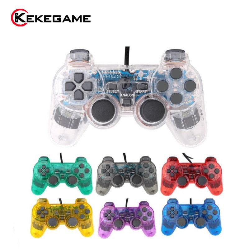 P2 Wired Dual Vibration Transparent Game Controller