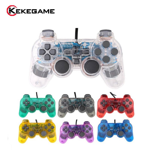 P2 Wired Dual Vibration Transparent Game Controller