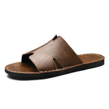 Mens Genuine Leather Slip On Slippers