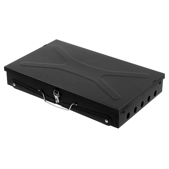 Black portable square charcoal grill with lid, photo 5 of 10