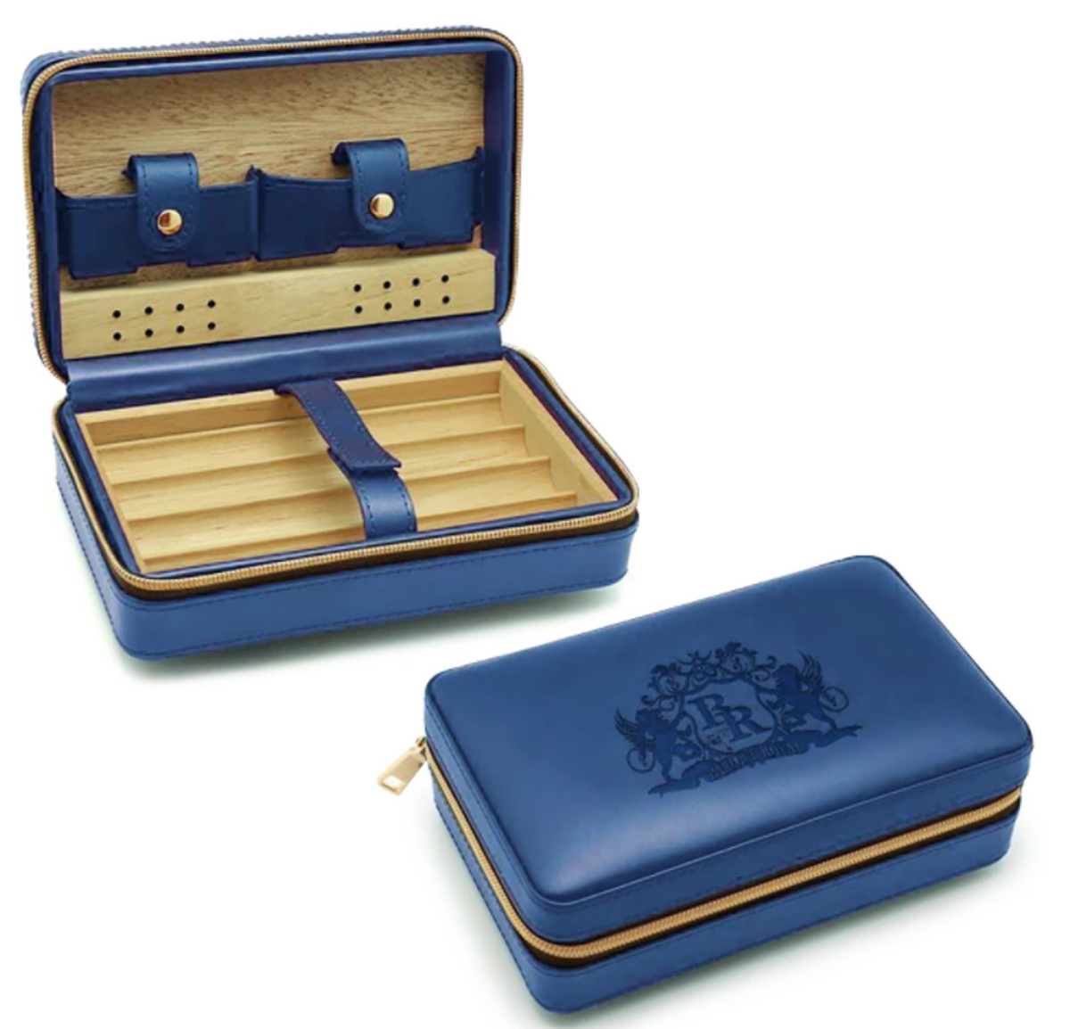 Travel Cigar Humidor with Spanish Cedar in Blue