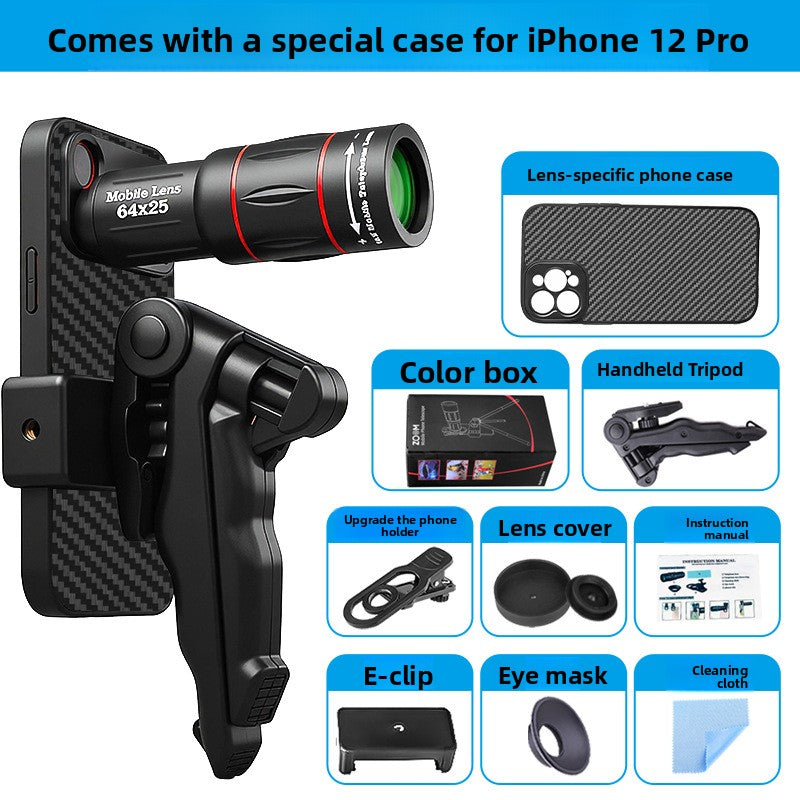 64x Telephoto Lens with Anti-Shake Bracket for Smartphones