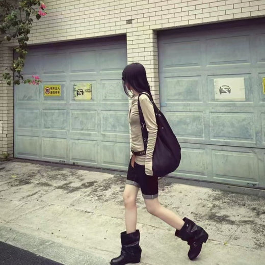 Womens Retro Chunky Heel Martin Boots