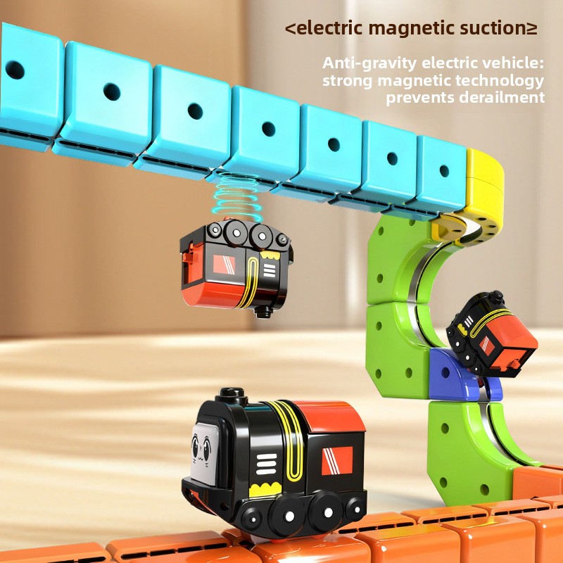 Magnetic tile train track building set with electric train, photo 3