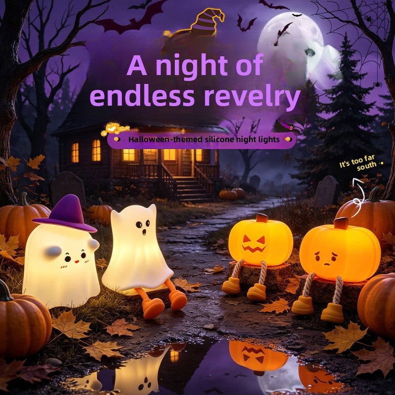 Halloween Pumpkin Silicone Night Light with Touch Control