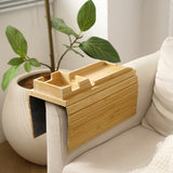Wooden sofa with magnetic detachable tray