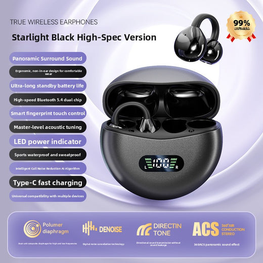 Wireless Clip-On Earphones with Digital Display