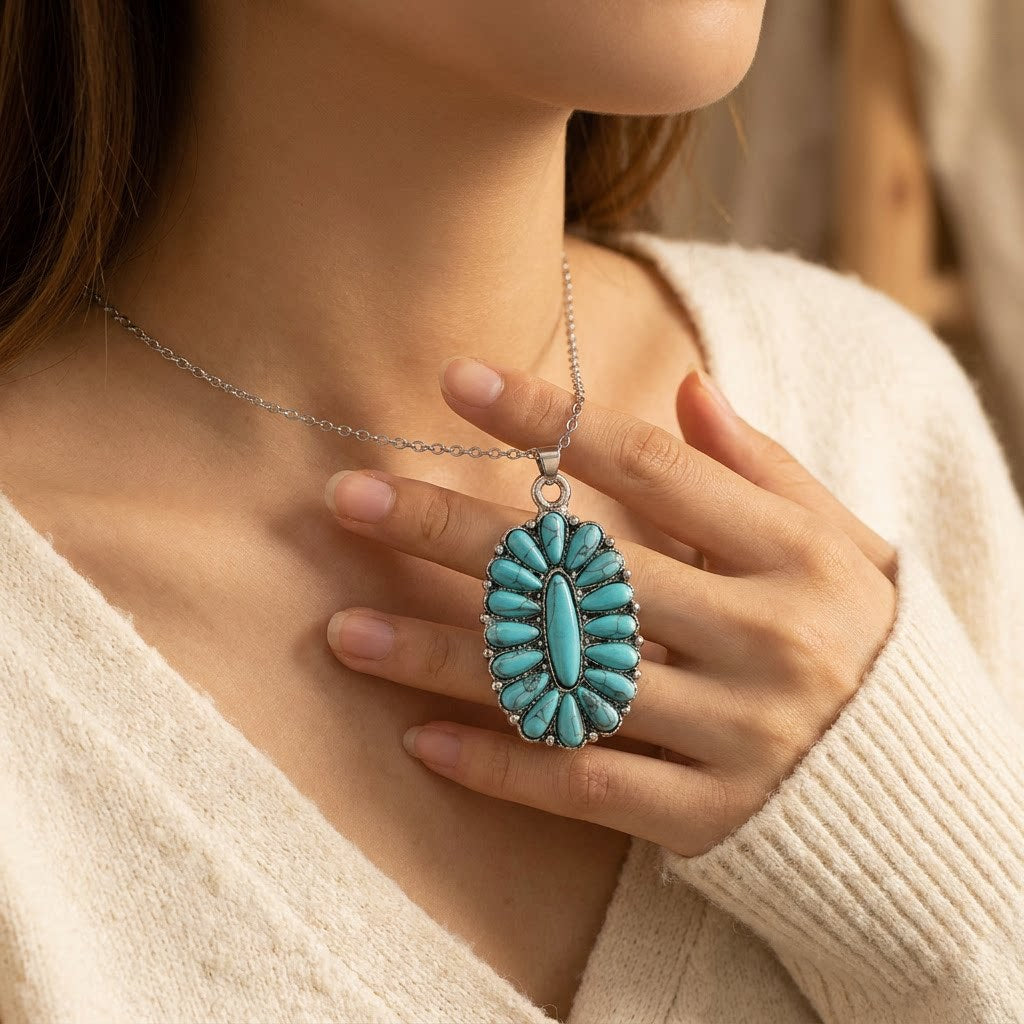 Turquoise oval necklace