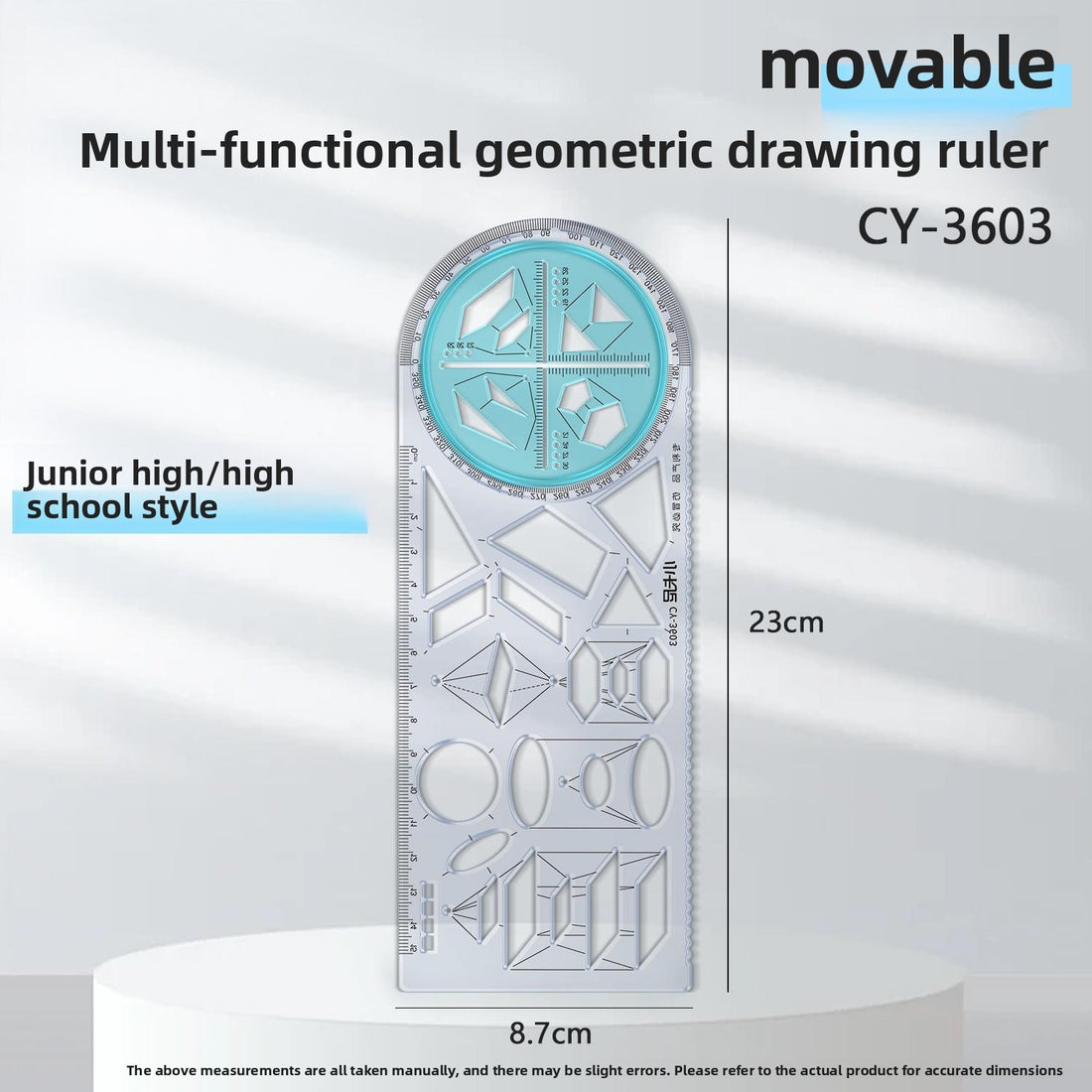 Multifunctional Movable Angle Geometric Drawing Ruler Soft Plastic Math Set for Students