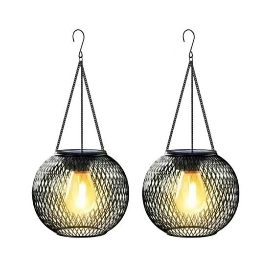 Amazon Solar Iron Lantern Lamp Retro Net Chandelier Outdoor Garden Courtyard Balcony Decorative Ambient Light product image 4
