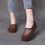 Handmade Genuine Leather Flat Women's Shoes Slip-On Loafers Casual Soft-Soled Beanie Shoes