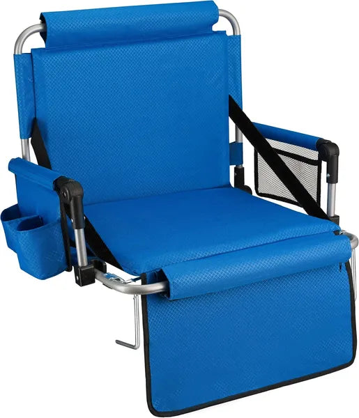 Stadium seat folded flat for carrying