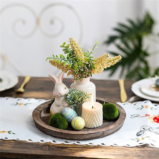 Round Wooden Decorative Tray