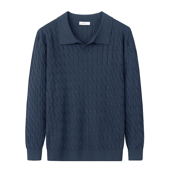 Mens Long Sleeve Polo Knit Sweater