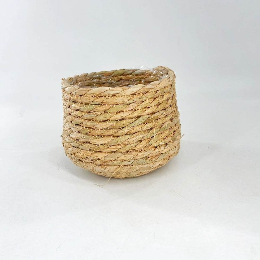 Hand-woven natural vine hanging planter basket with green plants, photo 6