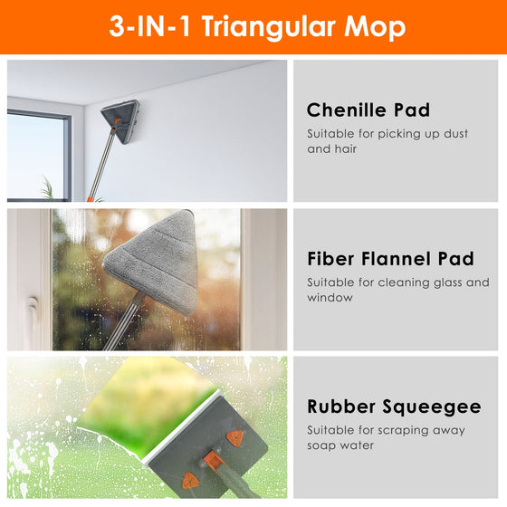 Chenille pad, microfiber pad and rubber squeegee uses