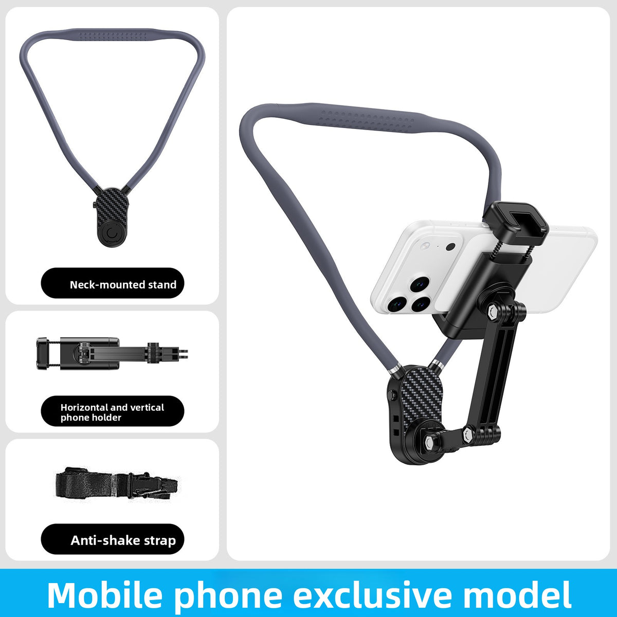 Neck-mounted mobile phone holder