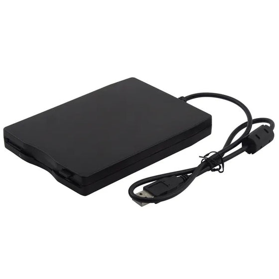 Slim external floppy drive with coiled USB cable