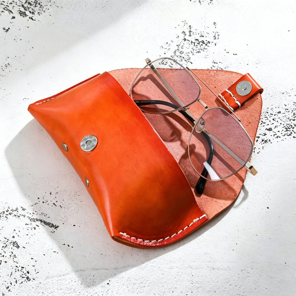 Retro genuine leather sunglasses and hats storage box