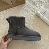 Classic Sheepskin Snow Boots with Ribbon Bow
