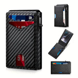 Men's RFID Blocking Leather Card Holder with Auto Eject